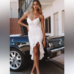 🆕 with tags TALK ABOUT ME HIGH LOW HEM CIRCLE TRIM MIDI DRESS WHITE